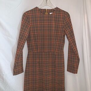 H&M Orange and Black Plaid Long Sleeve Dress